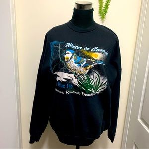 Vejee’s Vintage Winter In Canada TheblueJay Cozy 50% Cotton Graphic Y2k Sweater